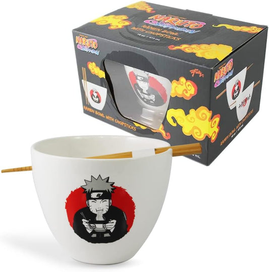 Naruto Ramen Bowl with Wooden Chopstick Featuring Naruto Eating Ramen | 16 Oz Naruto Gift Set | Kitchen Deco | Anime Bowl | Collective | Official Licensed