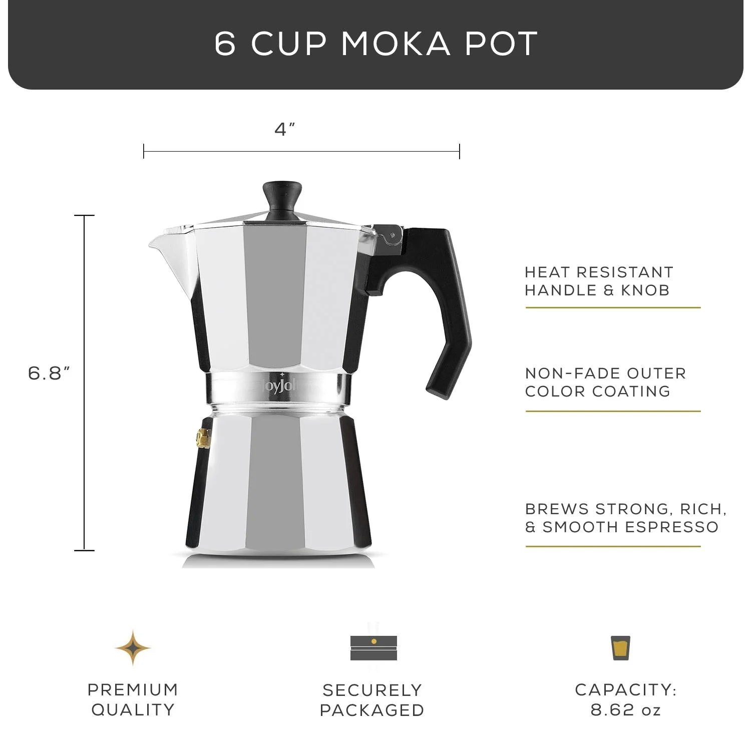 Italian Moka Pot Stovetop Aluminum Espresso Maker [6 Cup]- Ombre Orange