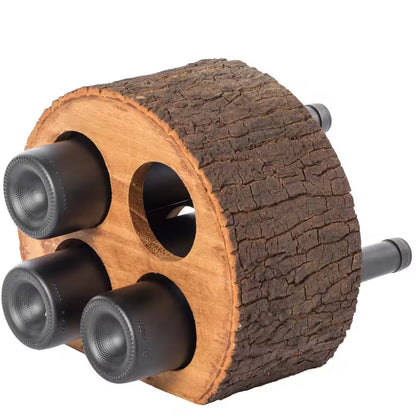 Round Wood Log Style with Bark 4-Bottle Countertop Wine Rack Holder