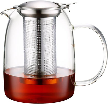 Tea Pot with Infusers for Loose Tea, Glass Teapot for Stovetop, Clear Borosilacate Glass Tea Pot with Infuser and Lid, Heat Resistant, Gifts for Tea Lovers, 1000 Ml/35 Oz