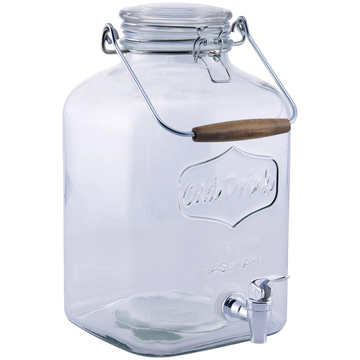 Glass 2-Gallon Beverage Dispenser with Glass Clamp Lid