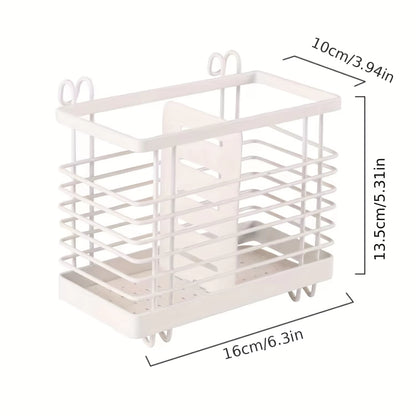 1Pc Wall Mounted Draining Chopstick Cage Drying Rack Hanging Chopsticks Holder Kitchen Utensil Caddy for Pantry Countertop Resta