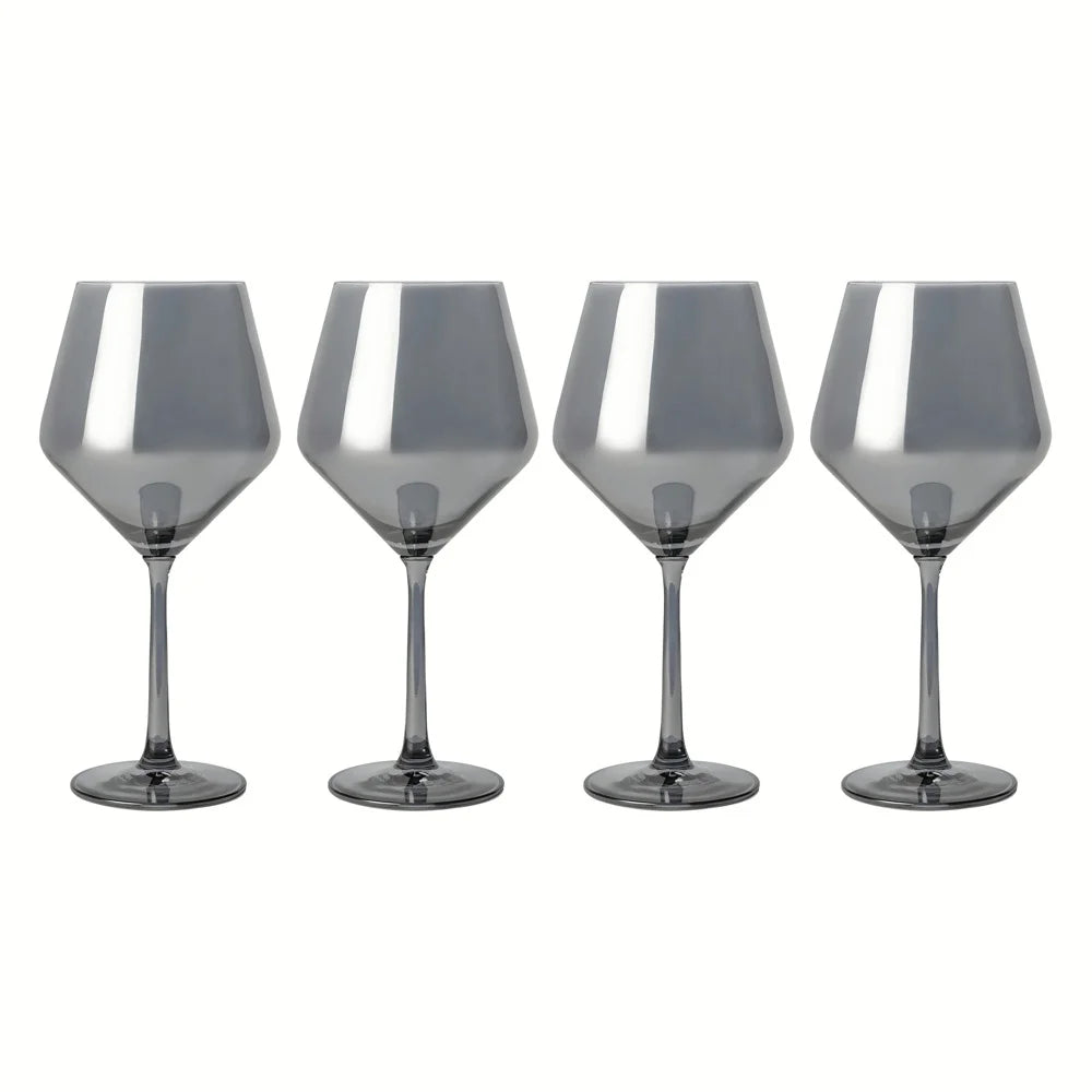 4-Pack Angled Wine Glass Set in Smoke Finish