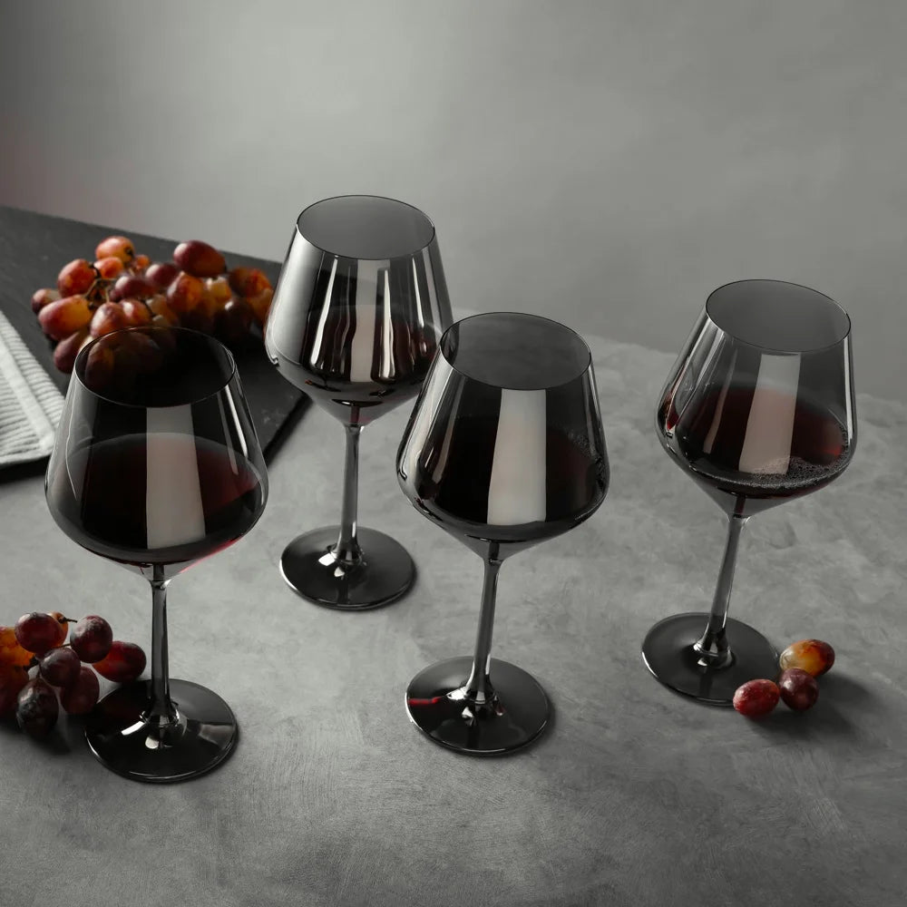 4-Pack Angled Wine Glass Set in Smoke Finish