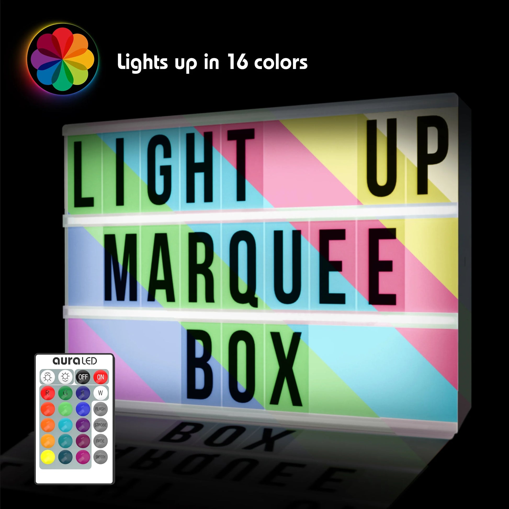 Colorbox LED Marquee - Multi-Color Light-Up Marquee Box with Remote, Alphabet, Symbols