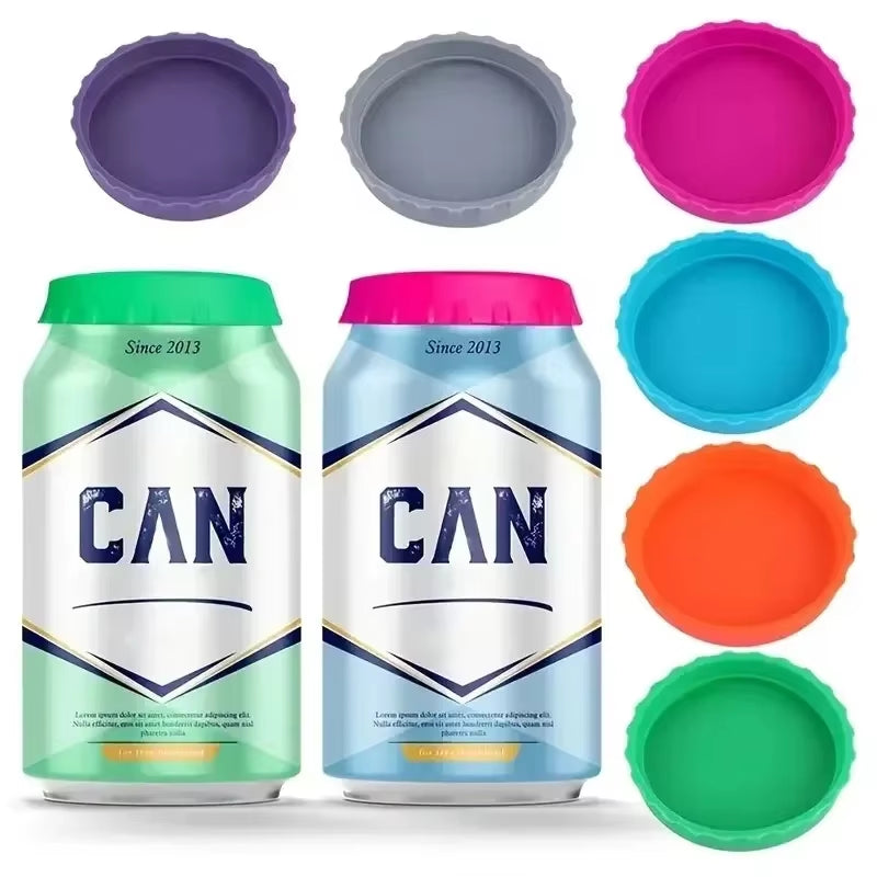 6 Pack Silicone Soda Lid Beverage Can Cover Beer Bottle Caps Juice Can Topper Reusable Coke Can Saver 6 Color Can Stopper