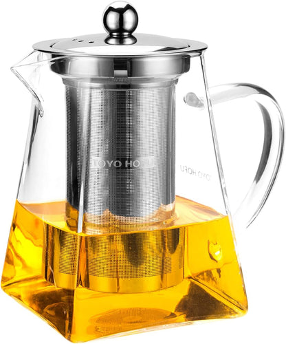 Tea Pot with Infusers for Loose Tea, Glass Teapot for Stovetop, Clear Borosilacate Glass Tea Pot with Infuser and Lid, Heat Resistant, Gifts for Tea Lovers, 1000 Ml/35 Oz