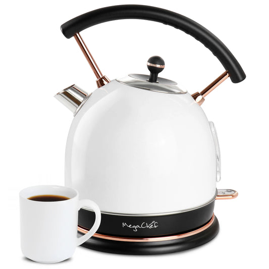 1.8 Liter Half Circle Electric Tea Kettle in White