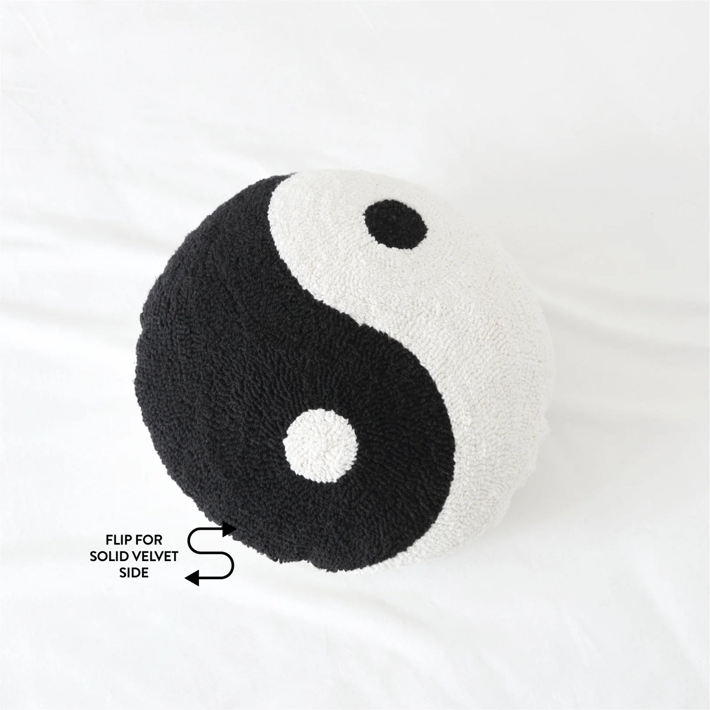 16" X 16" Yin-Yang Decorative Pillow, Black and White