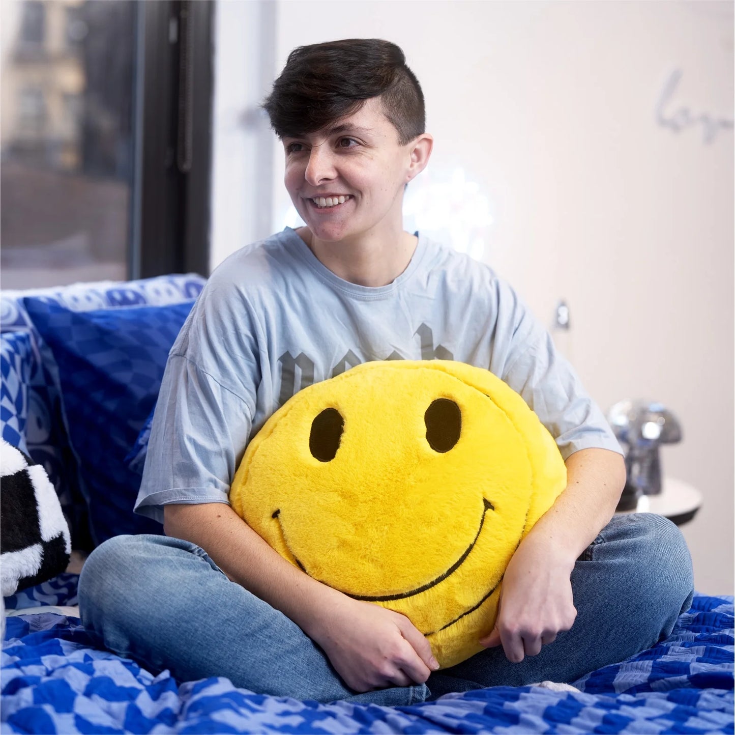 18" Smiley Decorative Pillow