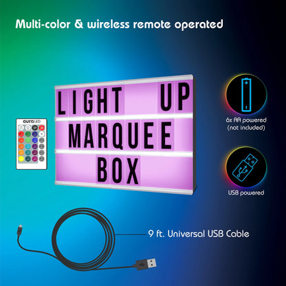 Colorbox LED Marquee - Multi-Color Light-Up Marquee Box with Remote, Alphabet, Symbols