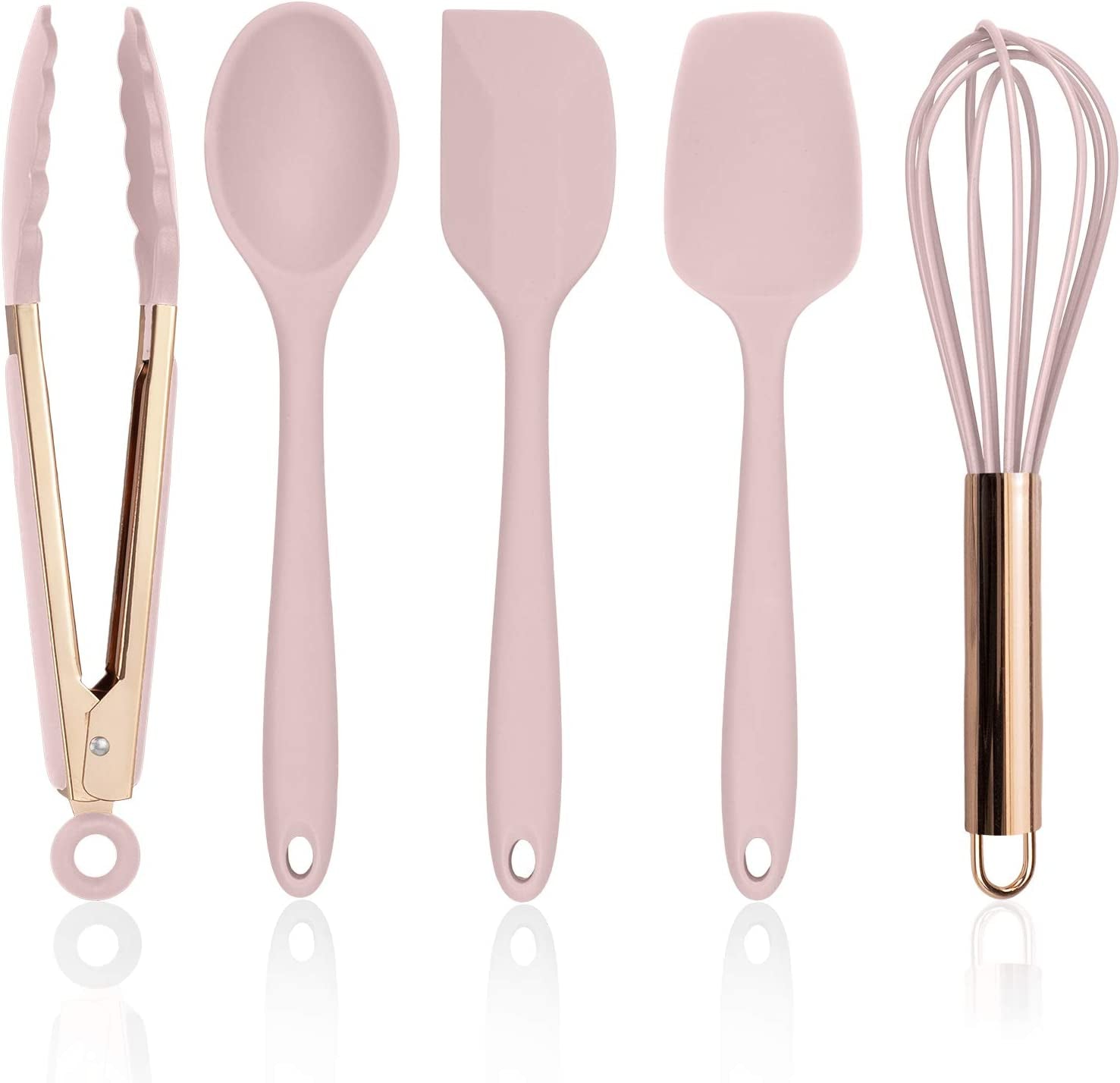 Silicone Cooking Utensils, Kitchen Utensil Set, Easy to Clean Silicone Kitchen Utensils, Cooking Utensils for Nonstick Cookware, Kitchen Gadgets Set, Standard, Pink