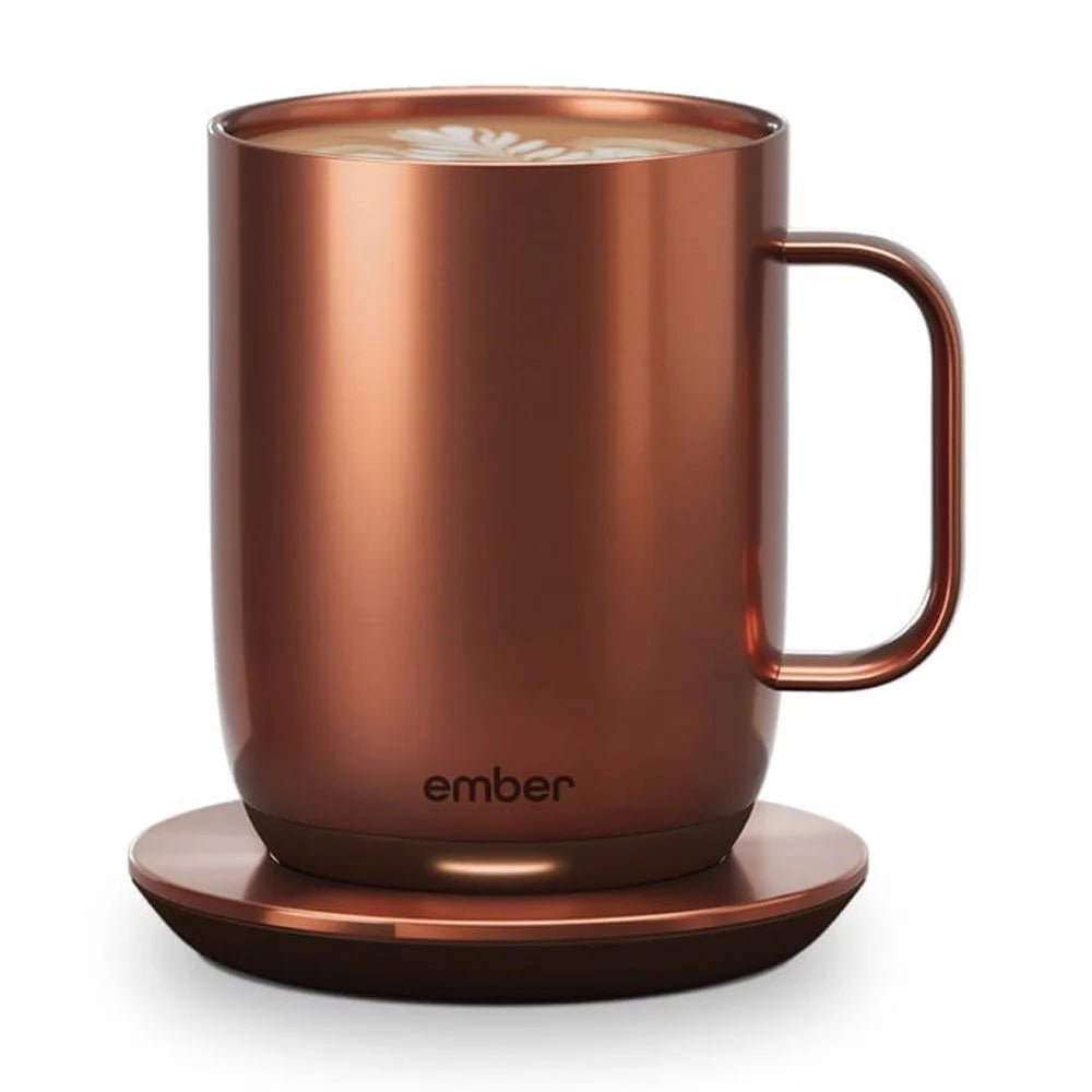 Temperature Control Smart Mug 2, 14 Oz, Copper, up to 1.5-Hr Battery Life - App Controlled Heated Coffee/Tea Mug - Improved Design