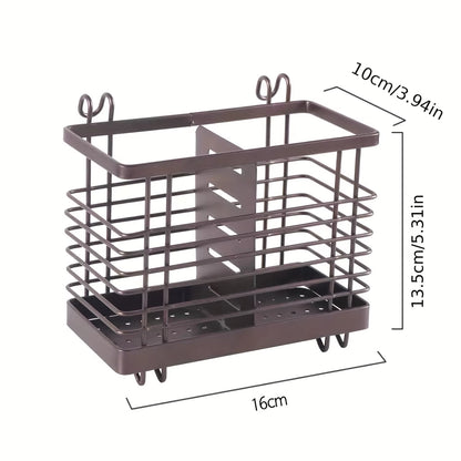 1Pc Wall Mounted Draining Chopstick Cage Drying Rack Hanging Chopsticks Holder Kitchen Utensil Caddy for Pantry Countertop Resta