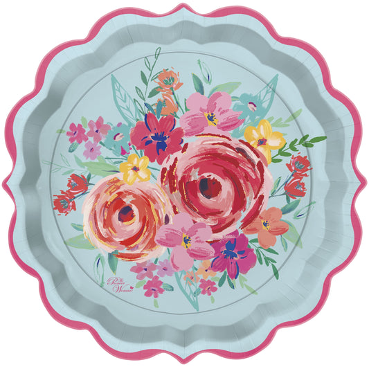 Floral Pink Paper Dessert Plates, 8Ct