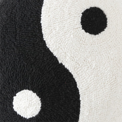 16" X 16" Yin-Yang Decorative Pillow, Black and White