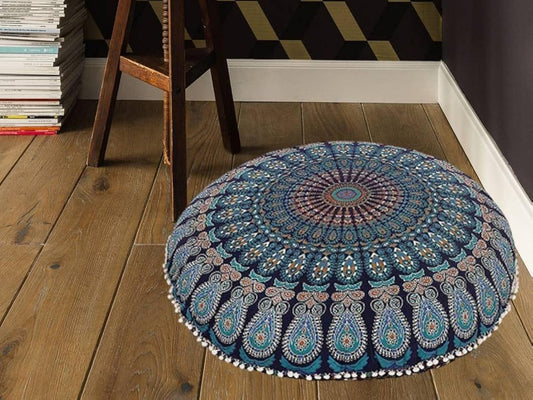 32 Inch Floor Pillow Cover Only Cushion Cover Mandala round Floor Pillow Cover Meditation Pillowcase Floor Pillows Seating for Adults Pouf Cover Bohemian Yoga Decor Floor Cushion Case