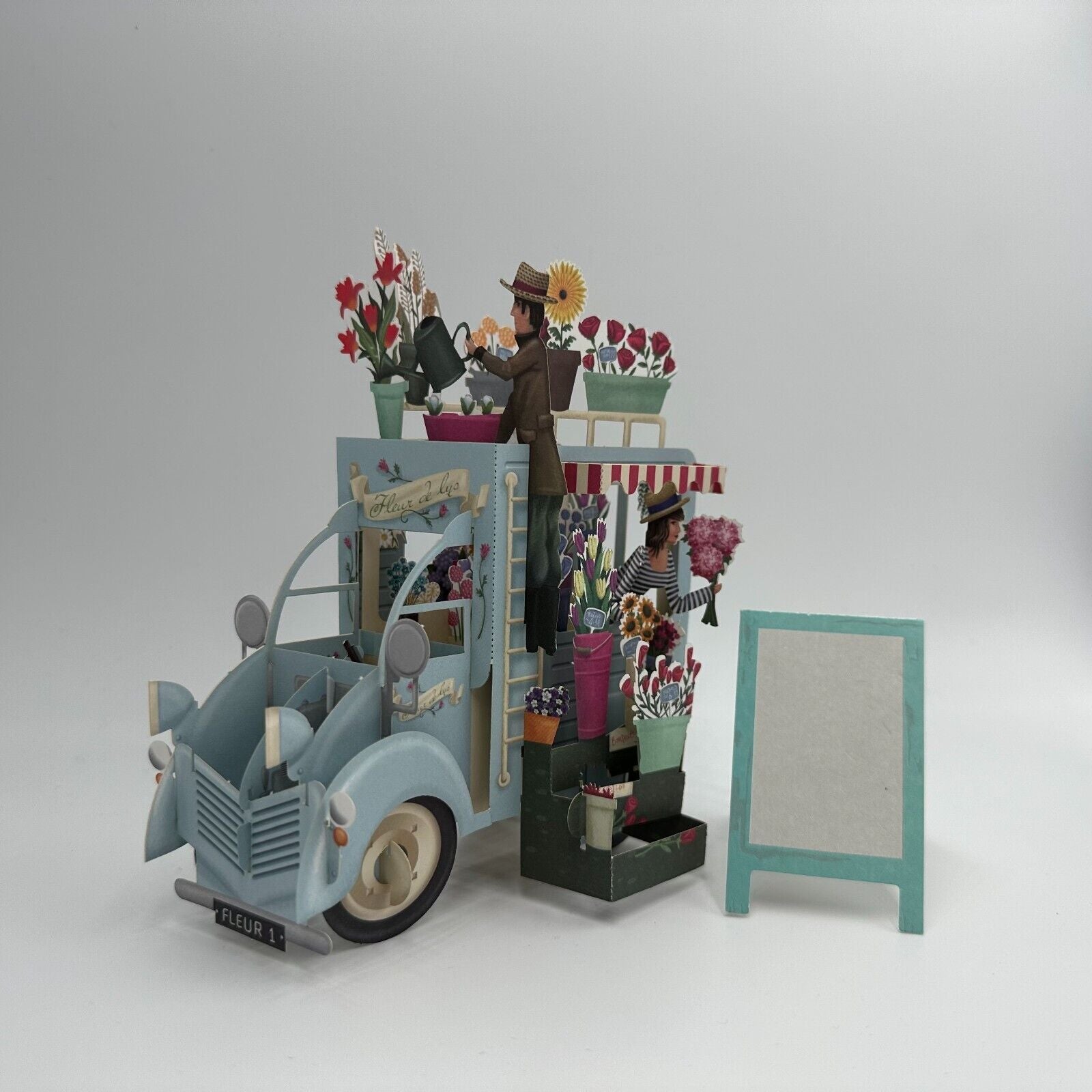 F01-3D Pop up Flower Cart Greeting Card! Valentine'S Day, Mother'S Day, Birthday