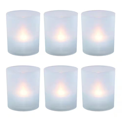 Flameless Votive Candles 2.25 In. Warm White Plastic Frosted Holders (6 Count)