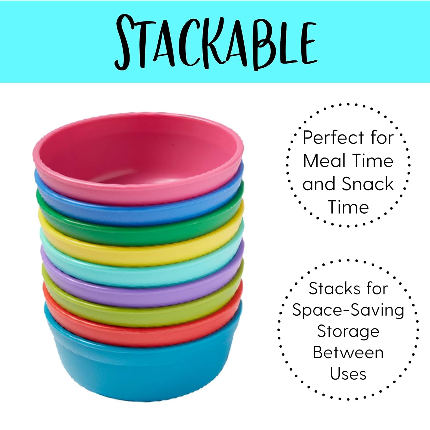 My First Meal Pal Snack Bowls, Kids Plastic Tableware, Stackable and Dishwasher Safe, Stackable Bowls for Baby, Toddler and Child Feeding, 3-Pack - Citrus