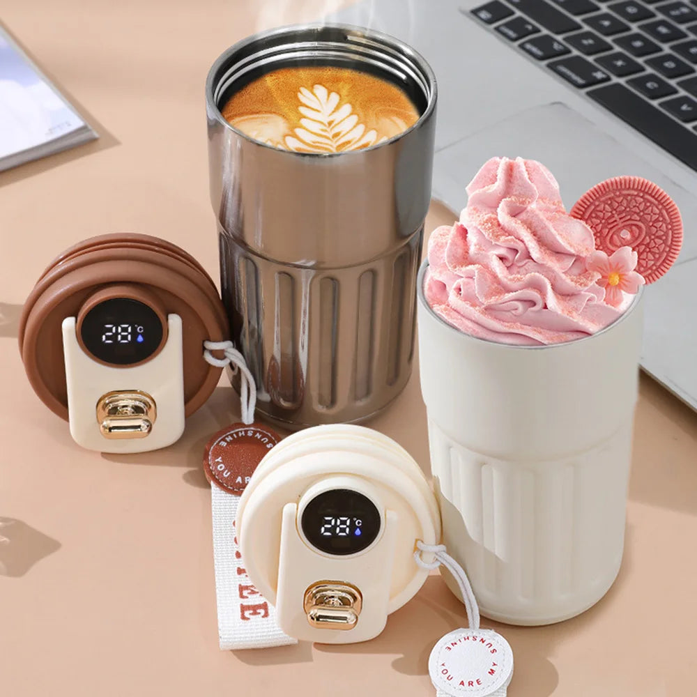 Smart Thermos Bottle LED Temperature Display Coffee Cup for Red Life