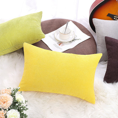 2 Piece Throw Pillow Cases Corn Striped Cushion Covers, Dark Yellow 12" X 18"