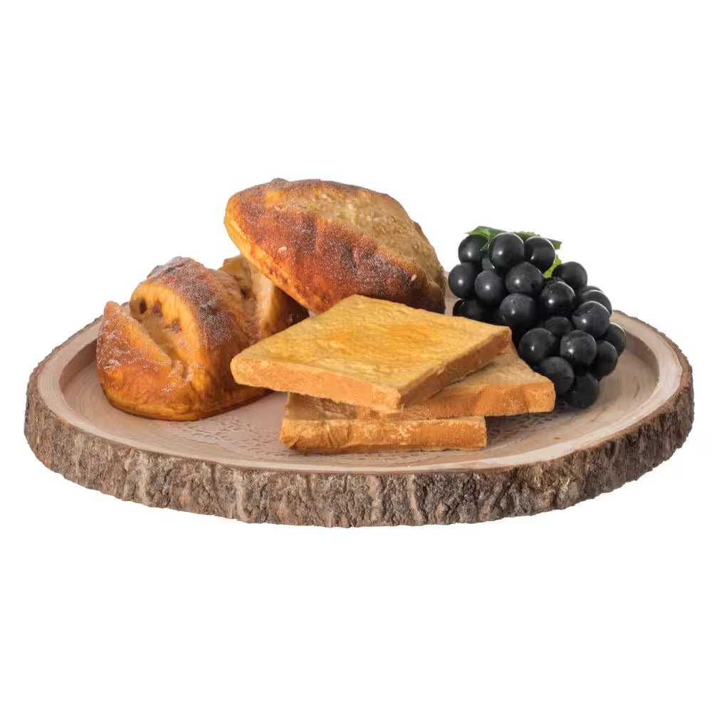 Natural Wooden Bark round Slice 16 In. Tray, Rustic Table Charger Centerpiece