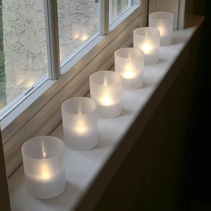 Flameless Votive Candles 2.25 In. Warm White Plastic Frosted Holders (6 Count)