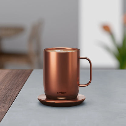 Temperature Control Smart Mug 2, 14 Oz, Copper, up to 1.5-Hr Battery Life - App Controlled Heated Coffee/Tea Mug - Improved Design