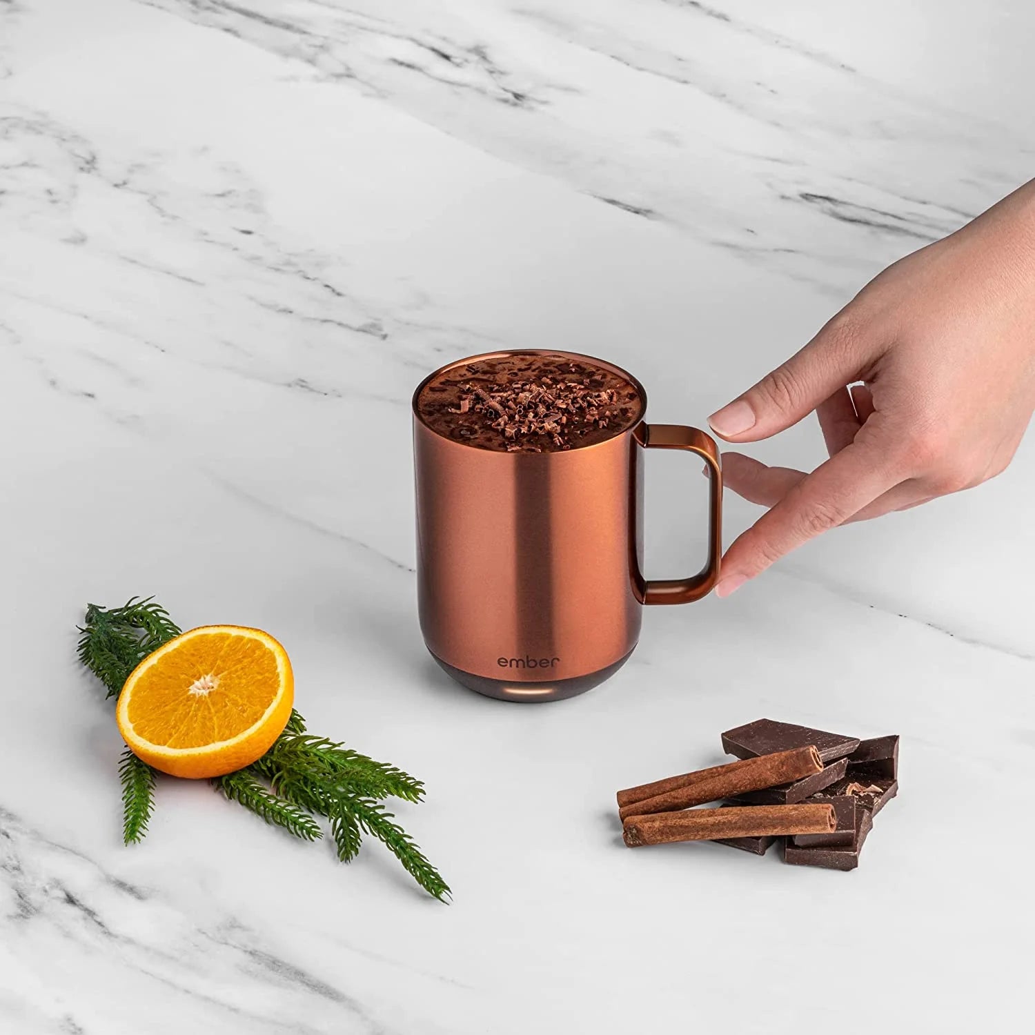 Temperature Control Smart Mug 2, 14 Oz, Copper, up to 1.5-Hr Battery Life - App Controlled Heated Coffee/Tea Mug - Improved Design